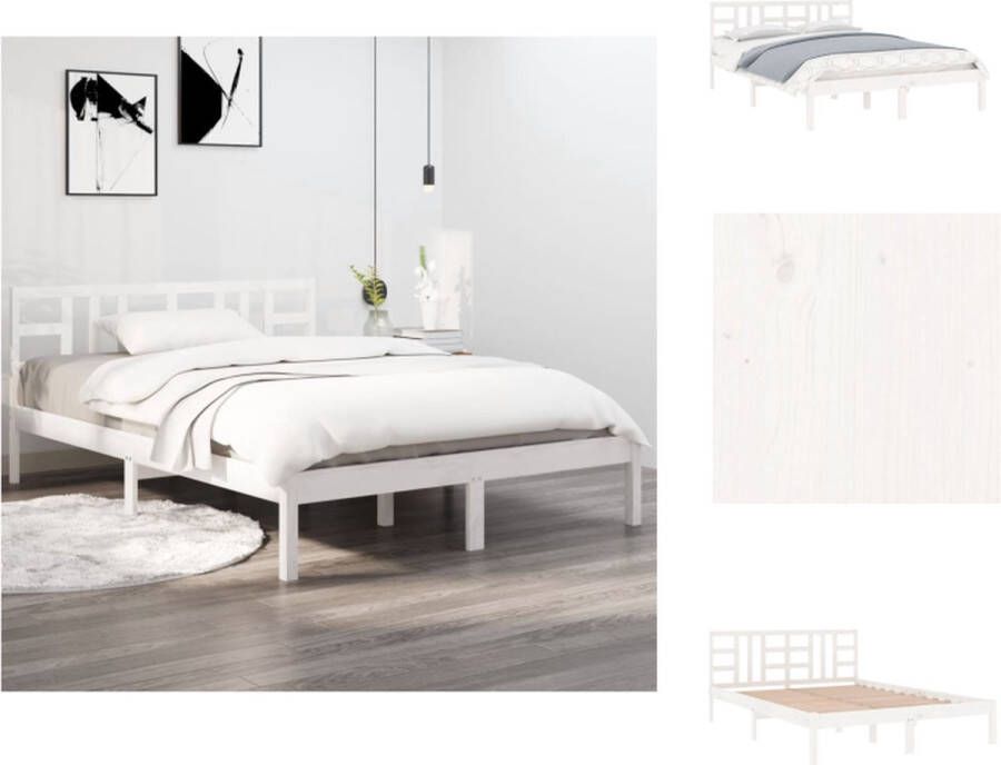 VidaXL Bedframe Classic 195.5 x 140.5 x 31 cm Grenenhout Wit Bed
