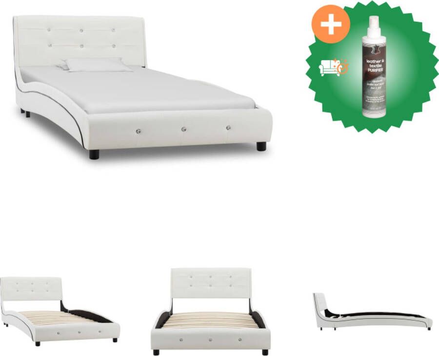 VidaXL Bedframe Classic Bedframes 90 x 200 cm wit metaal en houten frame Bed Inclusief Reiniger