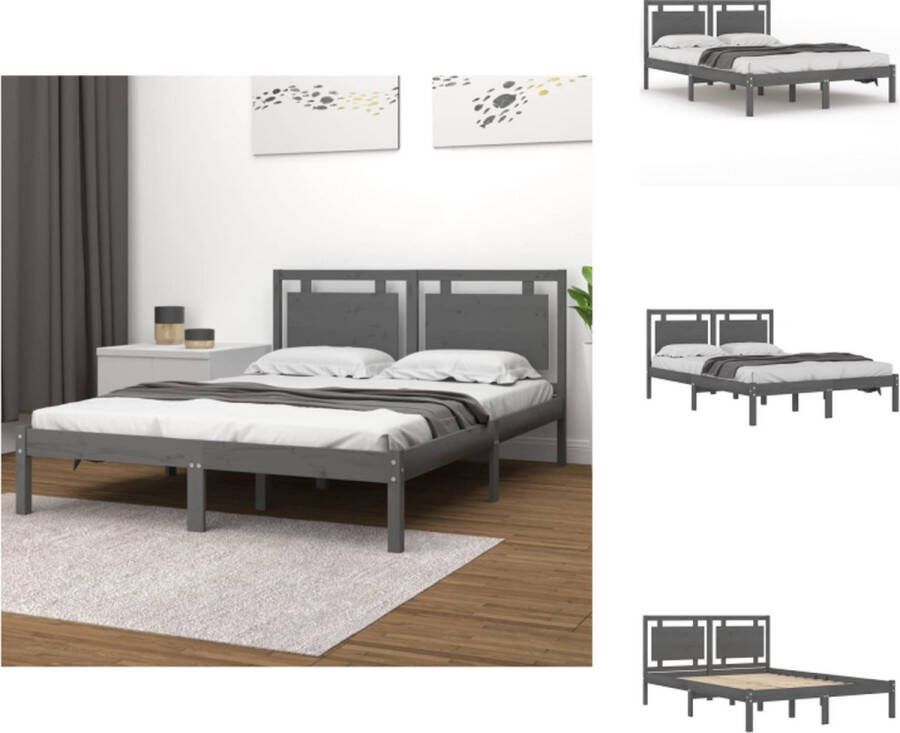 VidaXL Bedframe Classic Grey 195.5 x 145.5 x 31 cm Solid Pine Wood Bed