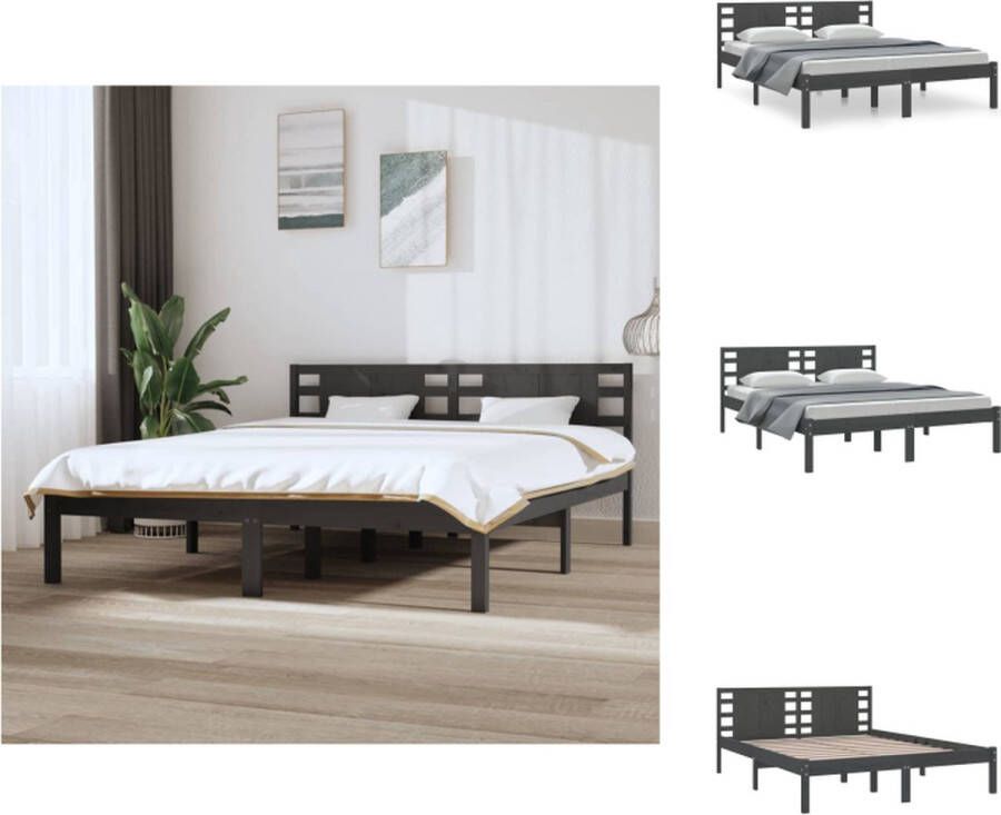 VidaXL Bedframe Classic hout 160 x 200 cm Grijs Massief grenenhout Bed