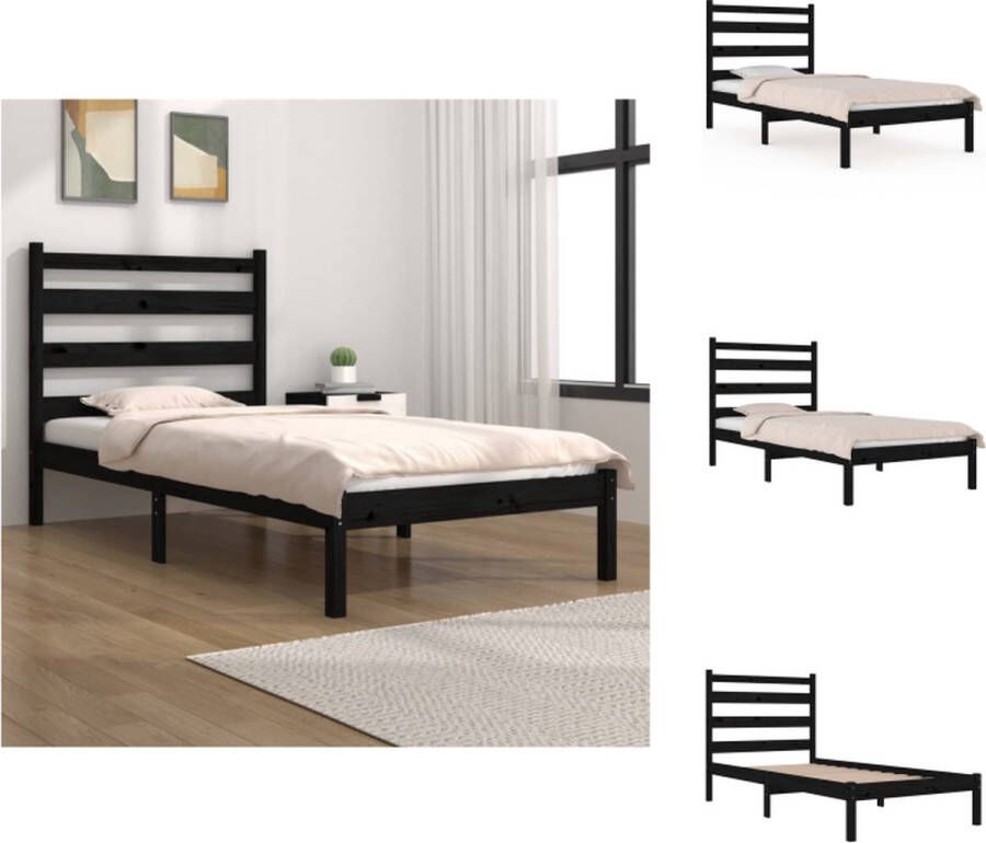 VidaXL Bedframe Classic Hout 205.5x95.5x100 cm Zwart Bed