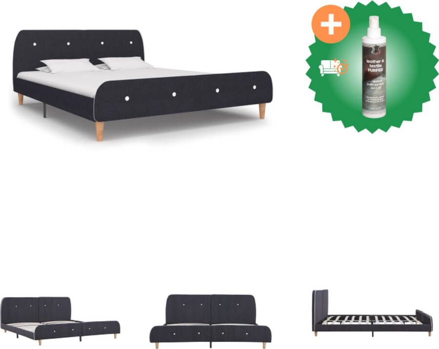 VidaXL Bedframe Classic Hout IJzer 208x166x81 cm Donkergrijs Geschikt voor matras 160x200 cm Inclusief houten poten Bed Inclusief Reiniger