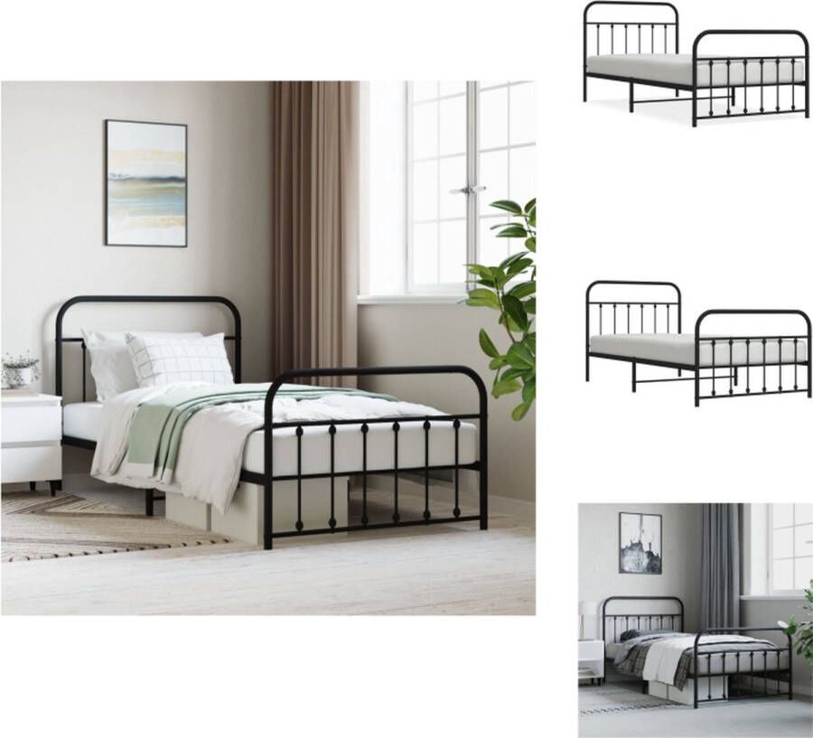 VidaXL Bedframe Classic Metaal 207 x 112 x 100 cm Zwart Bed
