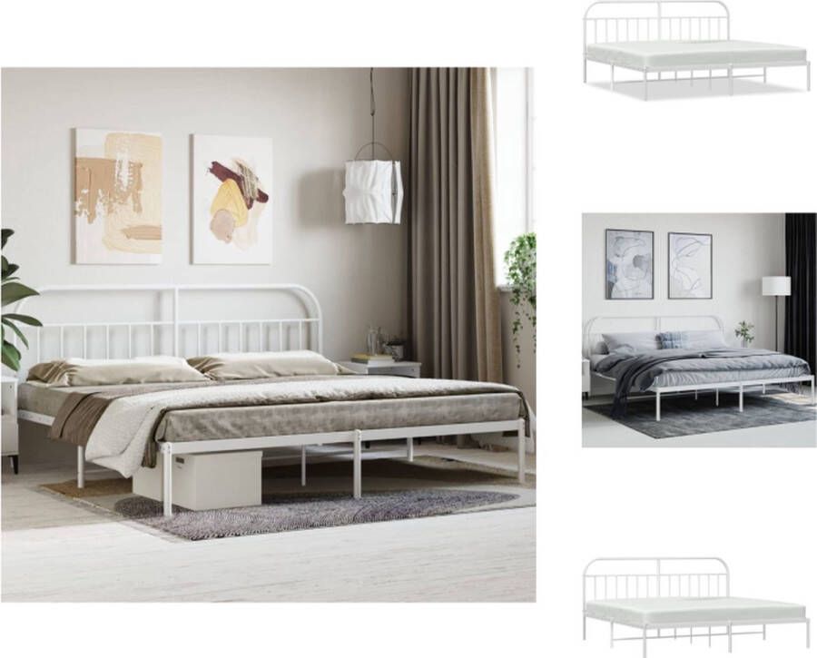 VidaXL Bedframe Classic Metaal Wit 207 x 206 x 100 cm Robuust design Bed