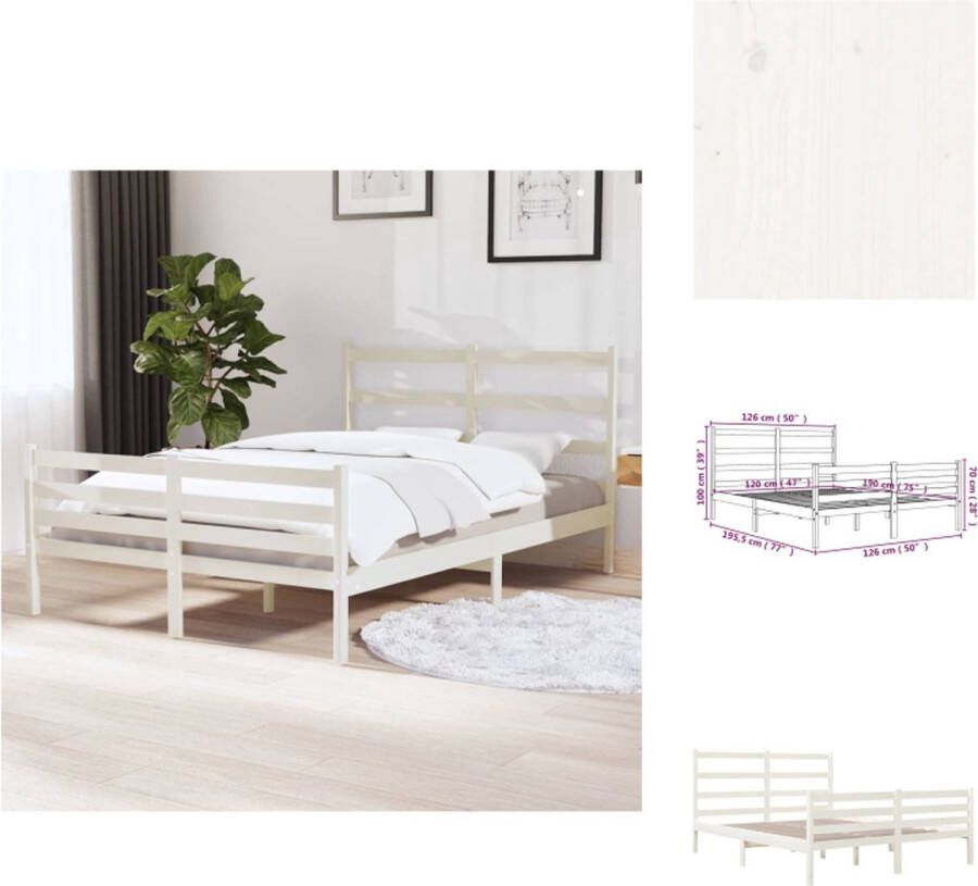 VidaXL Bedframe Classic Pine 195.5 x 126 x 100 cm wit geschikt voor 120 x 190 cm matras (4FT Small Double) massief grenenhout Bed