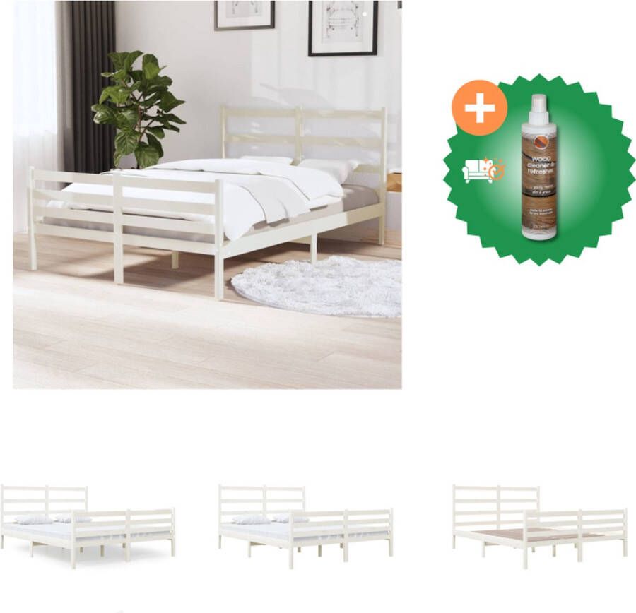 VidaXL Bedframe Grenenhout 120 x 190 cm (4FT) Wit Stabiel en comfortabel Matras niet inbegrepen Montage vereist Levering bevat 1 x bedframe 1 x hoofdeind Bed Inclusief Houtreiniger en verfrisser - Foto 8