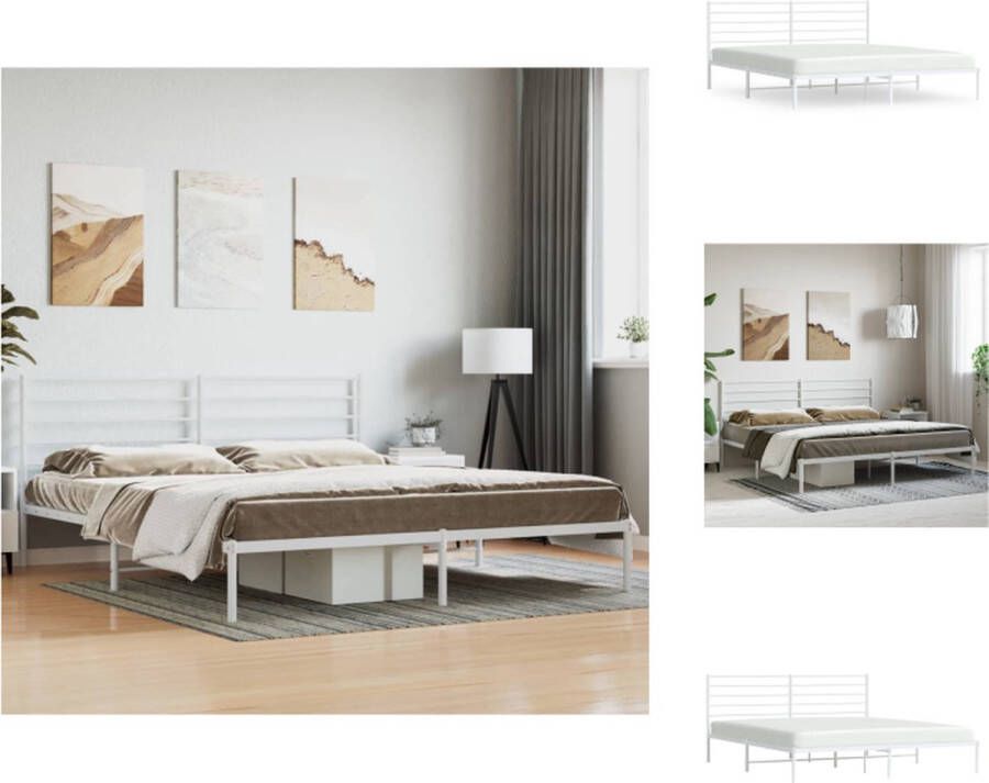 VidaXL Bedframe Classic Robuust metalen frame Inclusief opbergruimte Wit 207 x 187 x 90 cm Bed