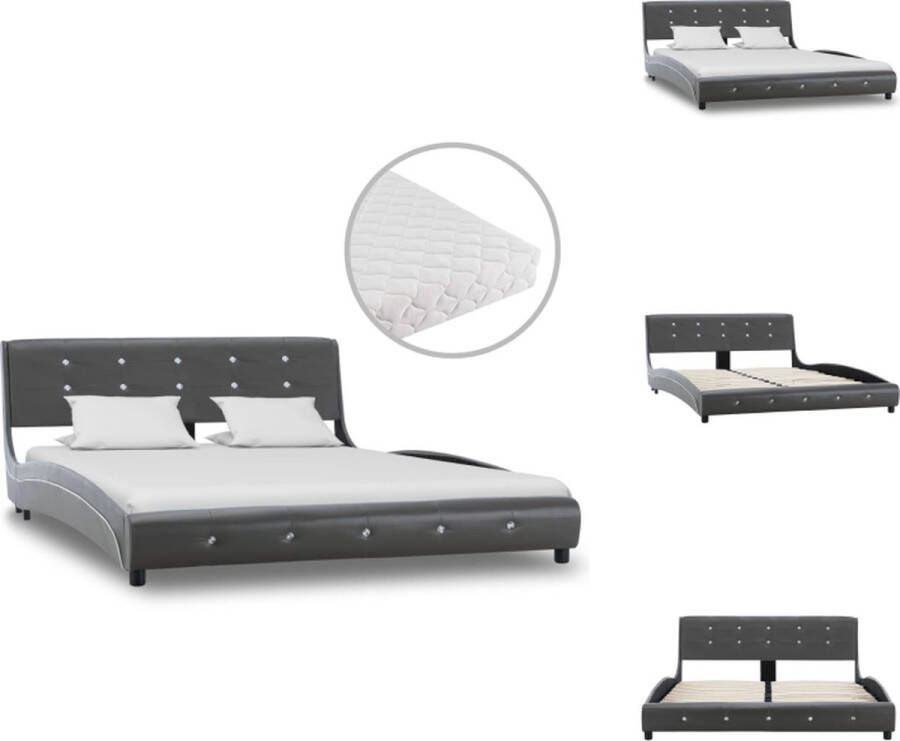 VidaXL Bedframe Classic s Grijs 223 x 145 x 69.5 cm Stevig en duurzaam Bed