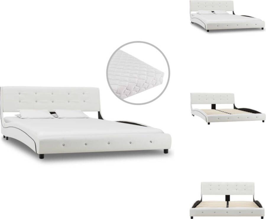VidaXL Bedframe Classic s Ijzer en hout 223 x 145 x 69.5 cm Wit Bed