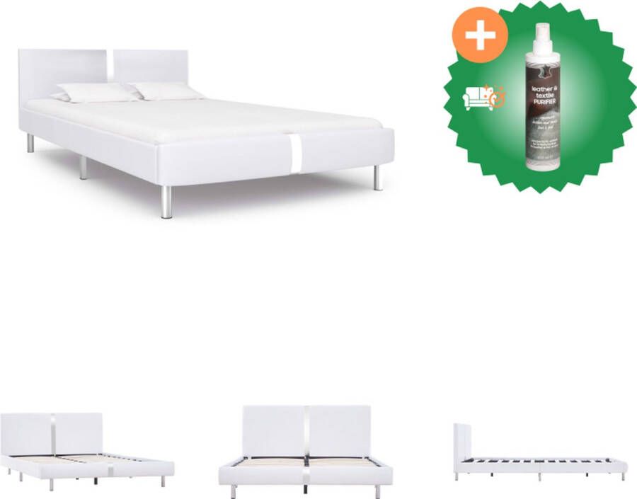 VidaXL Bedframe Classic s IJzer en MDF 140 x 200 cm Wit Bed Inclusief Reiniger