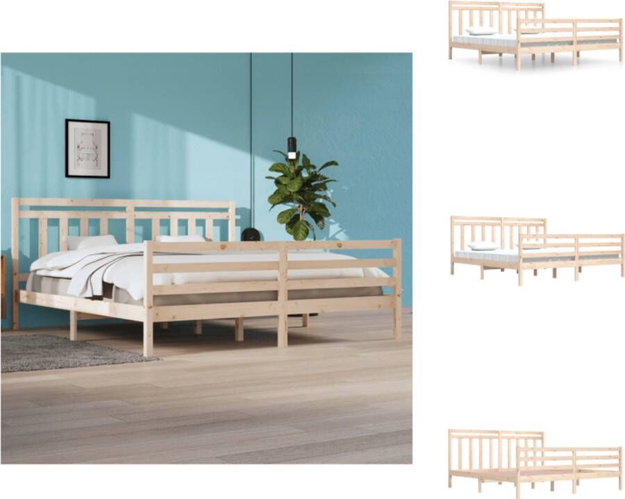VidaXL Bedframe Classic s Massief grenenhout Multiplex lattenbodem 205.5 x 205.5 x 69.5 cm Matras 200 x 200 cm Montage vereist Inclusief 1 x hoofdeind Bed - Foto 2