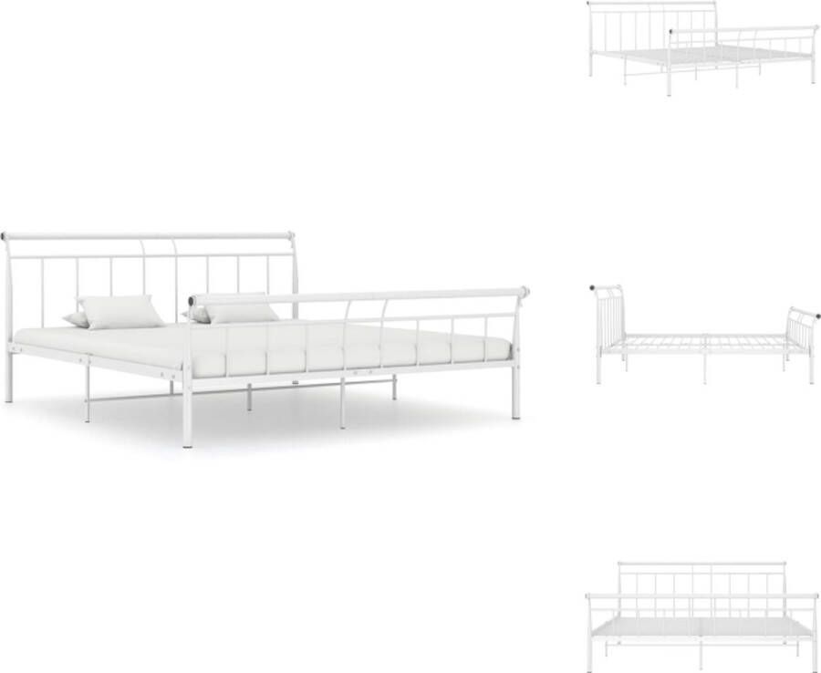 VidaXL Bedframe Classic s Metalen bedframe 221 x 168 x 90 cm Wit Bed
