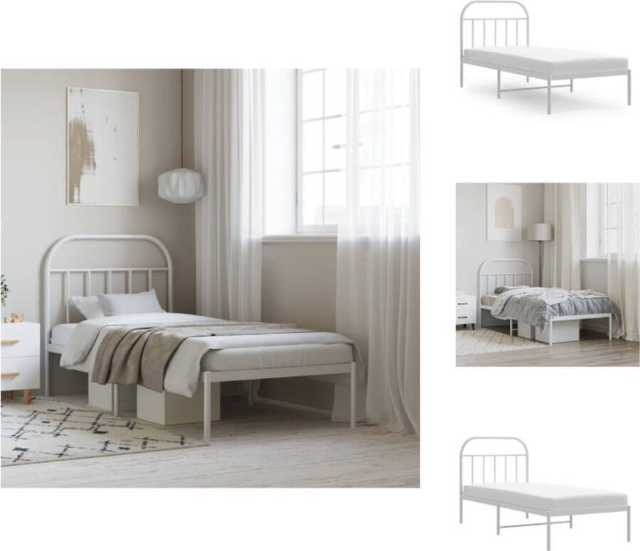VidaXL Bedframe Classic Wit 207x85x100 cm Robuust metalen constructie Bed