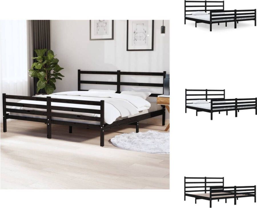 VidaXL Bedframe Classic Wood Super King Size 180x200 cm Black Bed