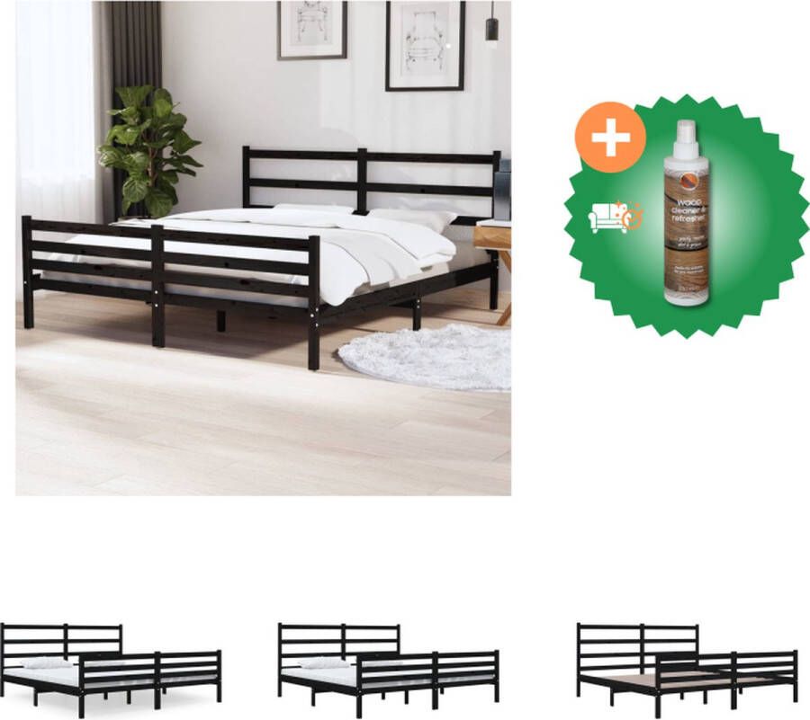 VidaXL Bedframe Classic Wood Super King Size 180x200 cm Black Bed Inclusief Houtreiniger en verfrisser