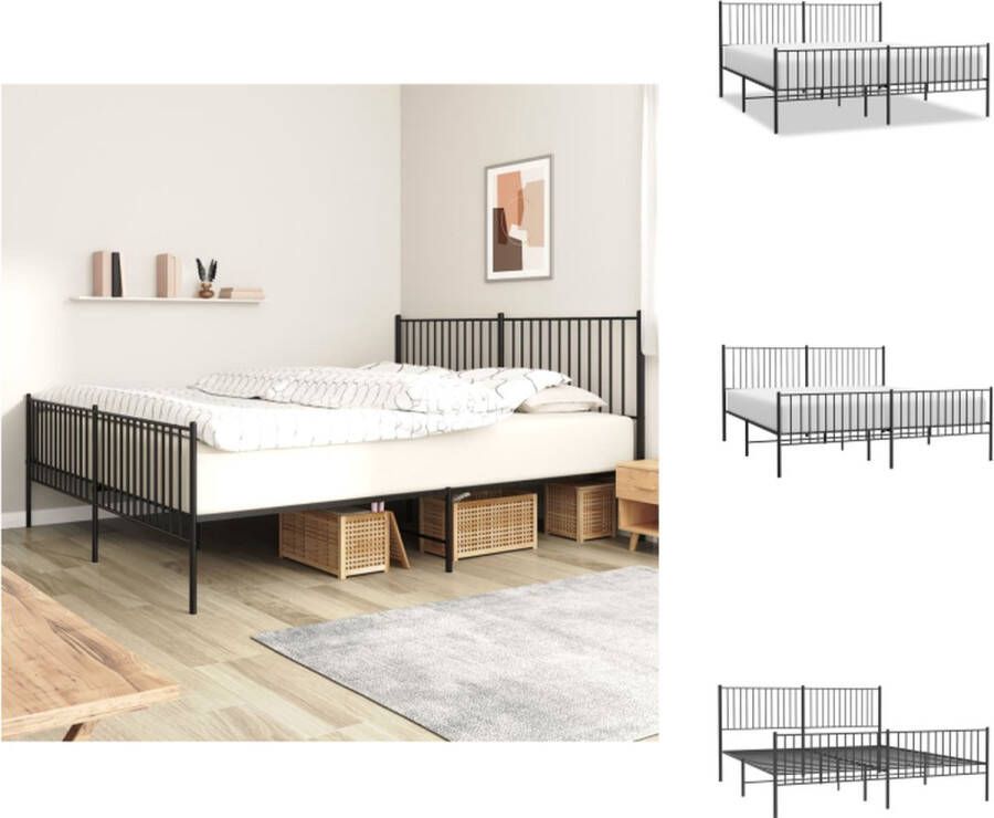 VidaXL Bedframe Bedframes Tweepersoonsbed Bed Bedframe met hoofd- en voeteneinde metaal zwart 200x200 cm