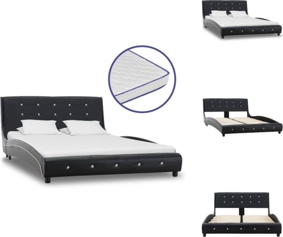 VidaXL Bedframe Classic Zwart 223 x 125 x 69.5 cm Staal en hout Bed