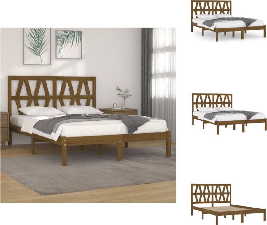 VidaXL Bedframe Classico 205.5 x 145.5 x 31 cm Massief grenenhout Honingbruin Bed