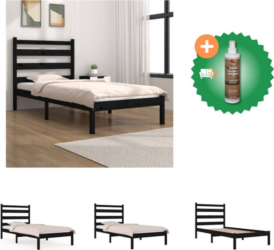 VidaXL bedframe Grenenhout Zwarte 195.5 x 80.5 x 100 cm 75 x 190 cm (2FT6) Matras niet inbegrepen Bed Inclusief Houtreiniger en verfrisser - Foto 6