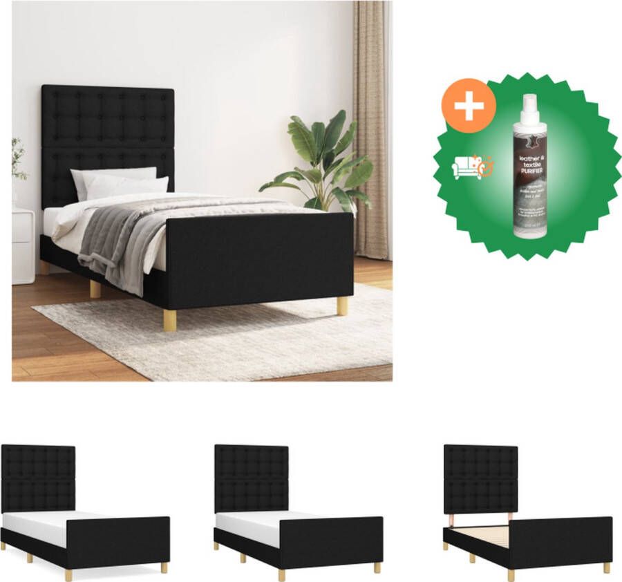 VidaXL Bedframe Comfort Bedframe Afmeting- 203 x 93 x 118 128 cm Kleur- Zwart Bed Inclusief Reiniger