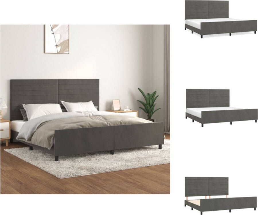 VidaXL Bedframe Comfort Bedframe Afmetingen- 203 x 206 x 118 128 cm Ken- Verstelbare hoogte Kleur- Donkergrijs Bed