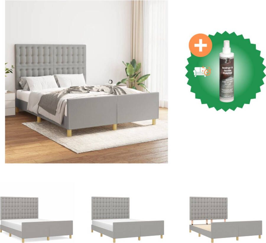 VidaXL Bedframe Lichtgrijs 193x146x118 128 cm Verstelbaar hoofdeinde Multiplex lattenbodem Duurzaam materiaal Bed Inclusief Reiniger