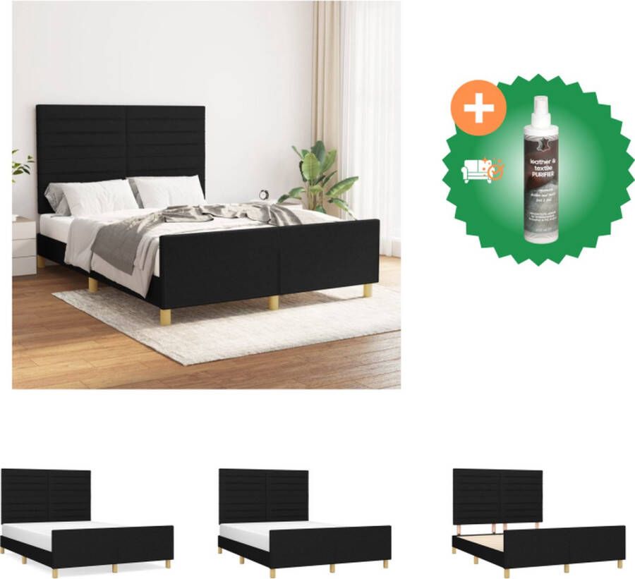 vidaXL Bedframe Comfort Bedframes 193 x 146 x 118 128 cm Zwart stoffen bekleding Bed Inclusief Reiniger