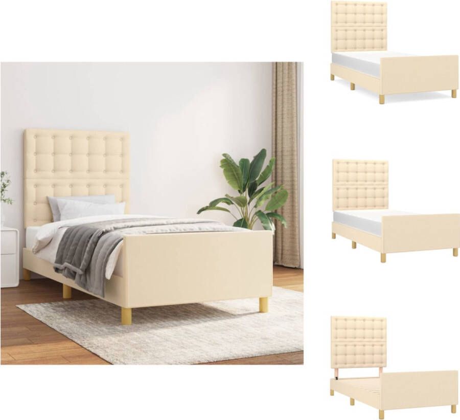 VidaXL Bedframe Comfort Bedframes 193 x 93 x 118 128 cm Crème Bed