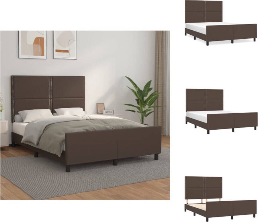 VidaXL Bedframe Comfort Bedframes 203 x 146 x 118 128 cm Bruin kunstleer Bed