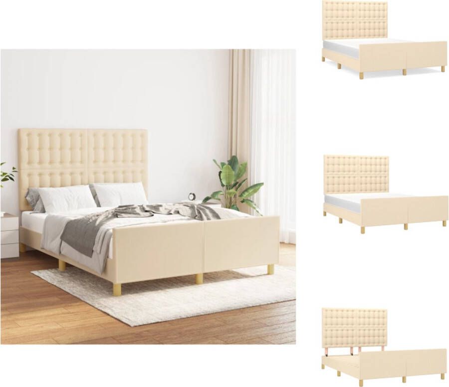 VidaXL Bedframe Comfort Bedframes 203 x 146 x 118 128 cm Crème Polyester Bed