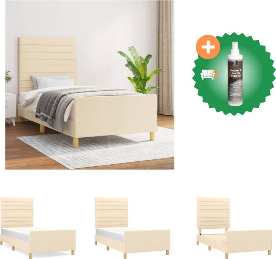 vidaXL Bedframe Comfort Bedframes 203 x 83 x 118 128 cm Crème stof Bed Inclusief Reiniger
