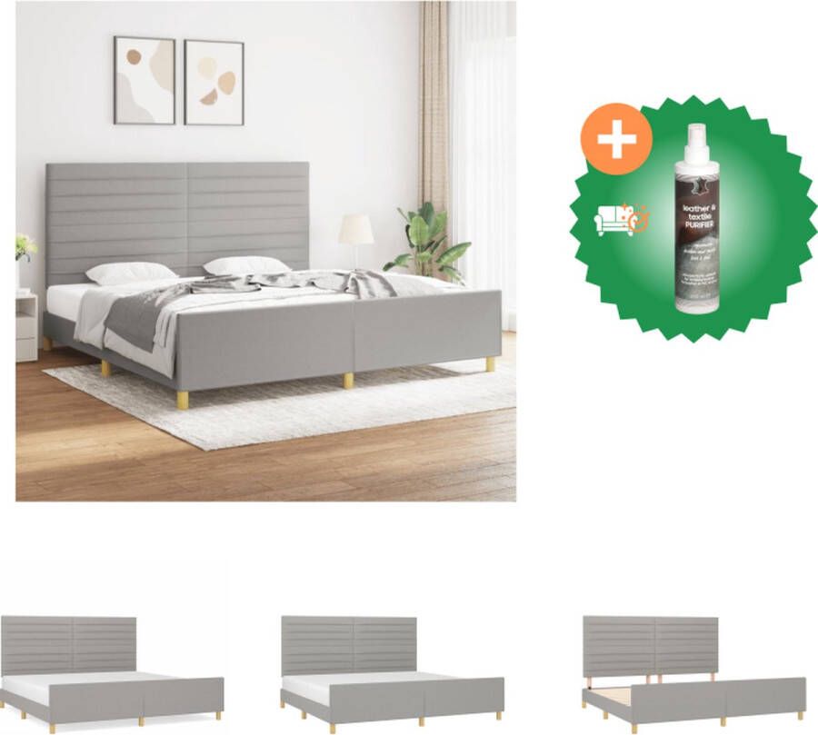 VidaXL Bedframe Lichtgrijs 203 x 206 x 118 128 cm Geschikte matras 200 x 200 cm Verstelbaar hoofdbord Ondersteunende poten Multiplex lattenbodem Comfortabele rugondersteuning Montagehandleiding inbegrepen Bed Inclusief Reiniger - Foto 2