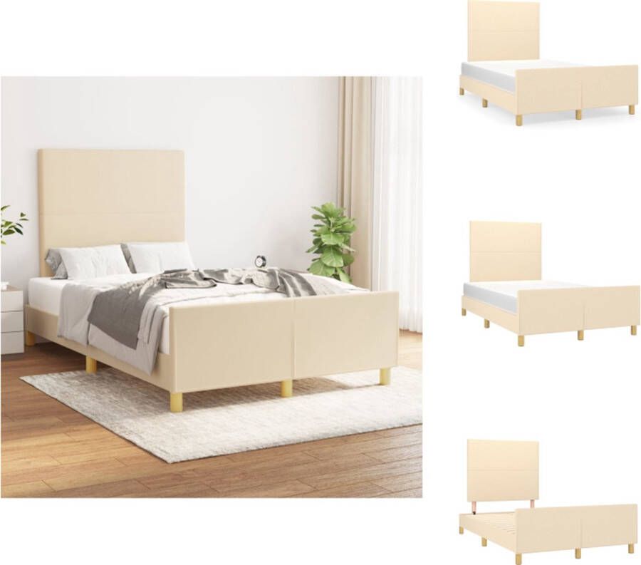 VidaXL Bedframe Comfort Bedframes Afmeting- 203 x 126 x 118 128 cm Kleur- crème Materiaal- stof larikshout multiplex Ken- verstelbare hoogte Bed