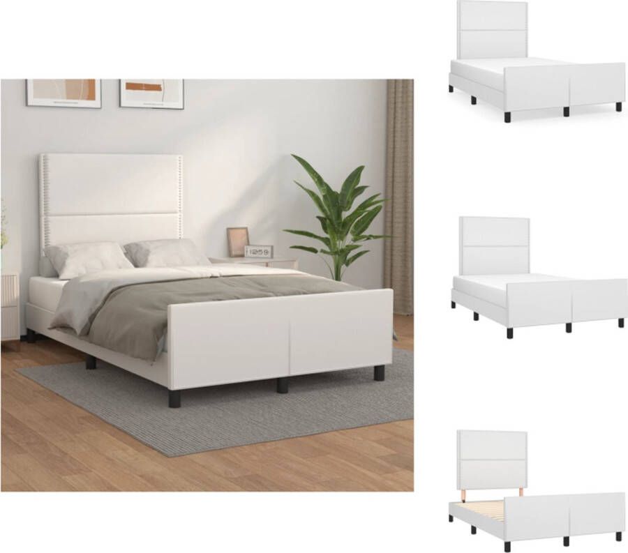 VidaXL Bedframe Comfort Hoofdeinde 203 x 126 x 118 128 cm Verstelbaar hoofdbord en ondersteuning Wit kunstleer Geschikt voor 120 x 200 cm matras Bed - Foto 2