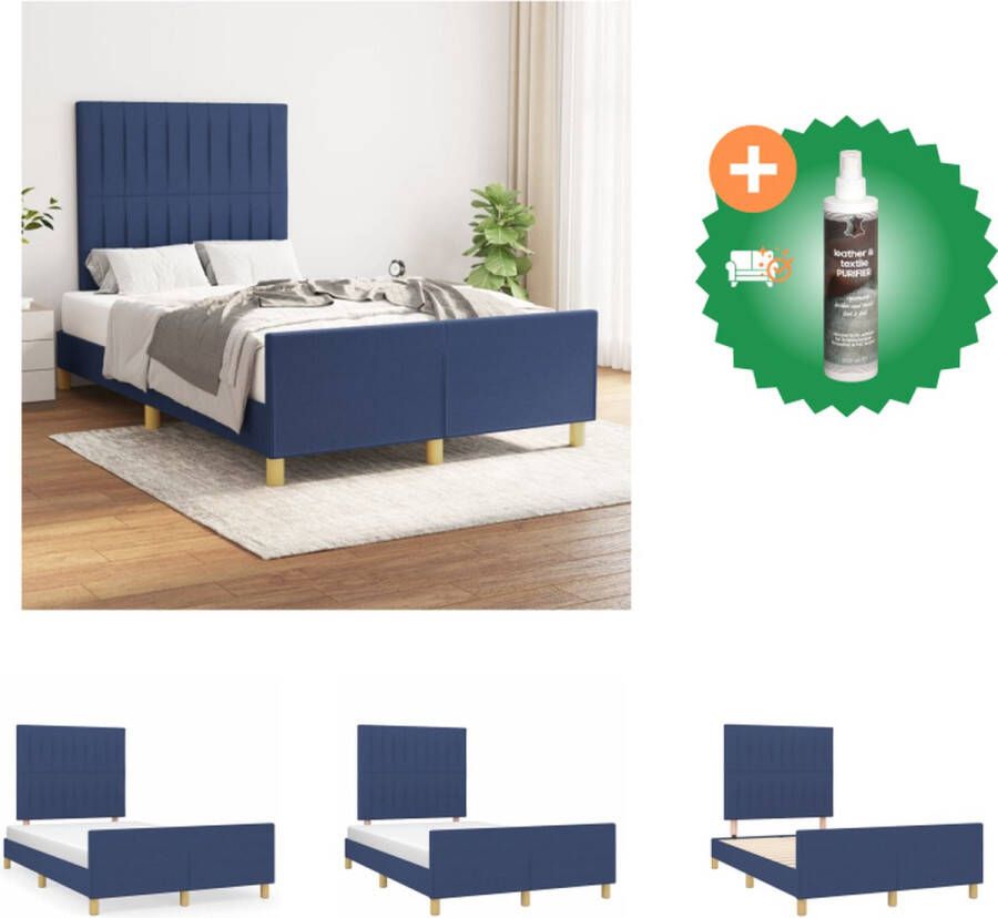 VidaXL Bedframe Blauw 203x126x118 128 cm Verstelbaar hoofdeinde Stabiele poten Multiplex lattenbodem Comfortabele ondersteuning Bed Inclusief Reiniger - Foto 2