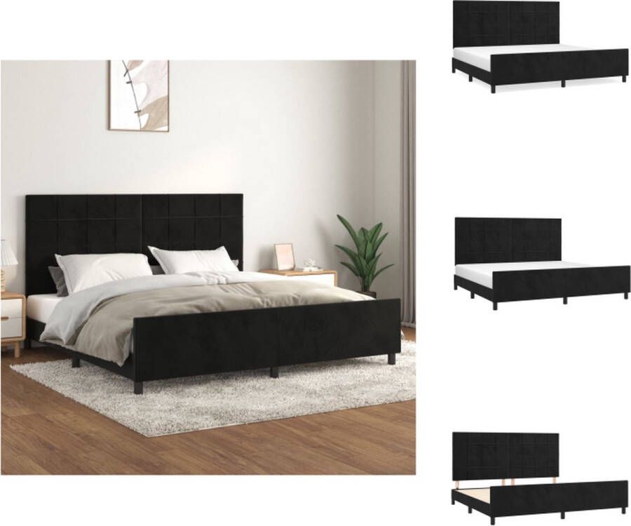 VidaXL Bedframe Zacht fluweel Verstelbaar hoofdeinde Stabiele poten Multiplex lattenbodem Comfortabele ondersteuning Zwart 203 x 206 x 118 128 cm Bed - Foto 3