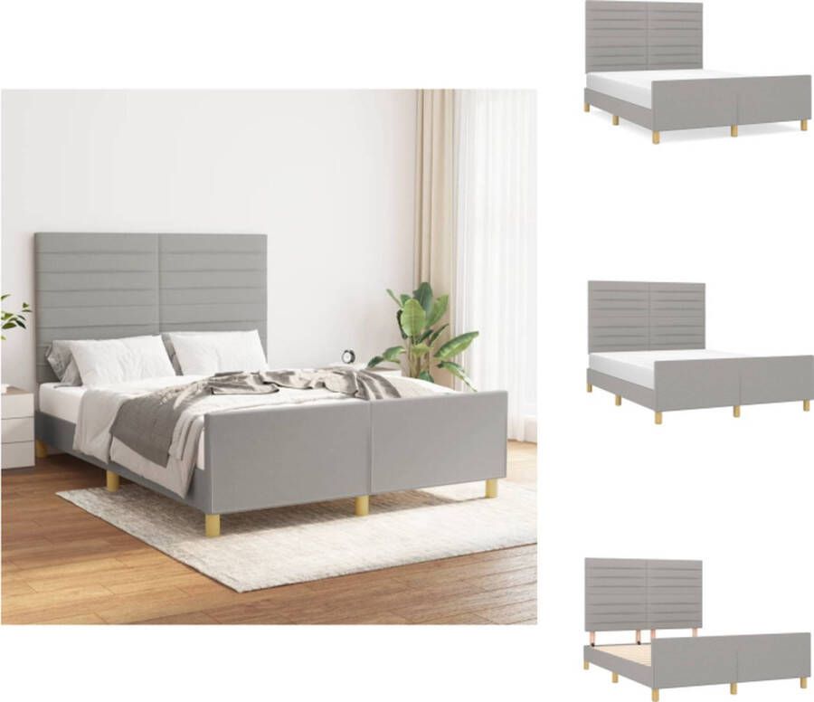 VidaXL Bedframe Comfortabel Bedframe Afmeting- 203 x 146 x 118 128 cm Kleur- Lichtgrijs Bed