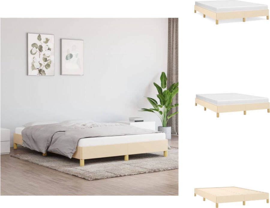 VidaXL Bedframe Bed Slaapmeubel Bedframe zonder matras stof crèmekleurig 160x200 cm - Foto 2