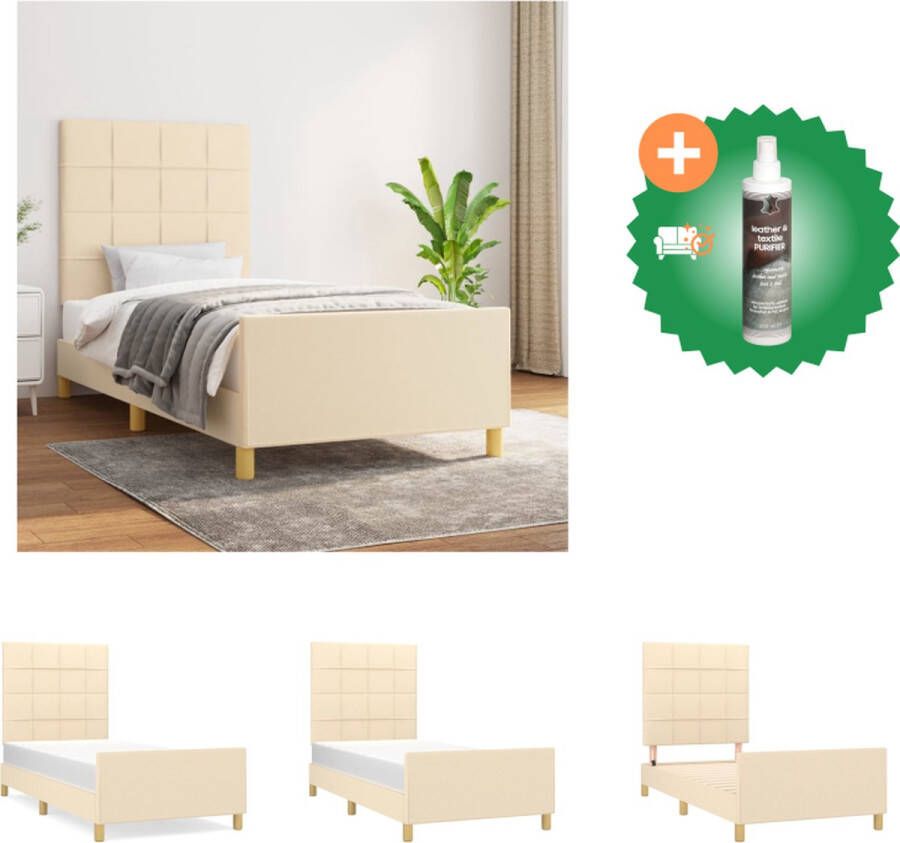 VidaXL Bedframe Crème 203 x 83 x 118 128 cm Verstelbare Hoogte Multiplex Lattenbodem Comfortabele Ondersteuning Bed Inclusief Reiniger