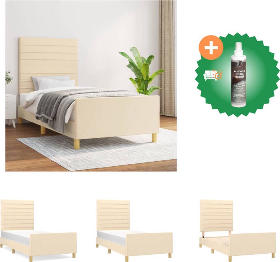 VidaXL Bedframe Crème 203 x 93 x 118 128 cm Verstelbaar hoofdeinde Stabiele poten Multiplex lattenbodem Comfortabele ondersteuning Bed Inclusief Reiniger - Foto 2