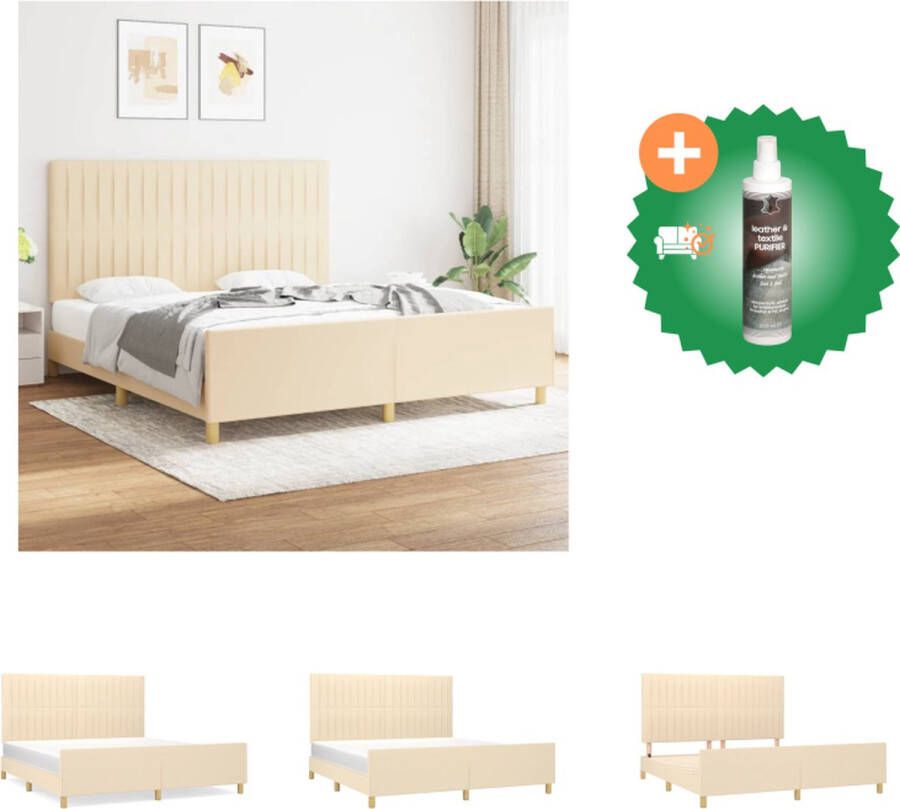 VidaXL Bedframe Crème 203x186x118 128cm Duurzaam Verstelbaar hoofdeinde Ondersteunende poten Multiplex lattenbodem Comfortabele ondersteuning Matras niet inbegrepen Bed Inclusief Reiniger - Foto 4