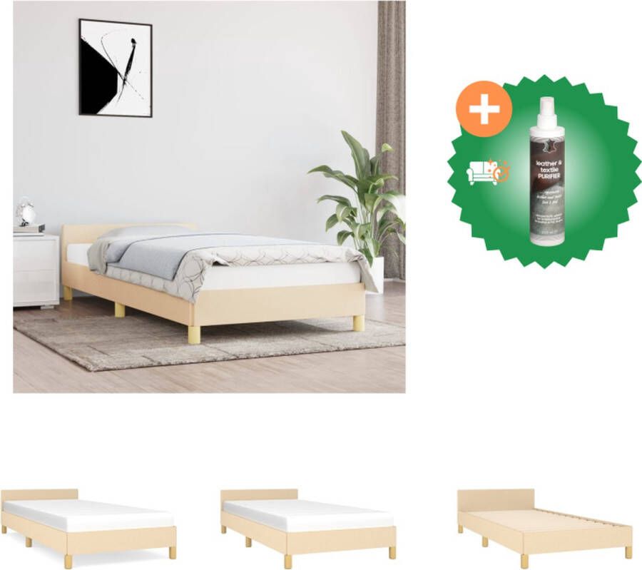 VidaXL Bedframe Crème 203 x 93 x 118 128 cm Verstelbaar hoofdeinde Stabiele poten Multiplex lattenbodem Comfortabele ondersteuning Bed Inclusief Reiniger