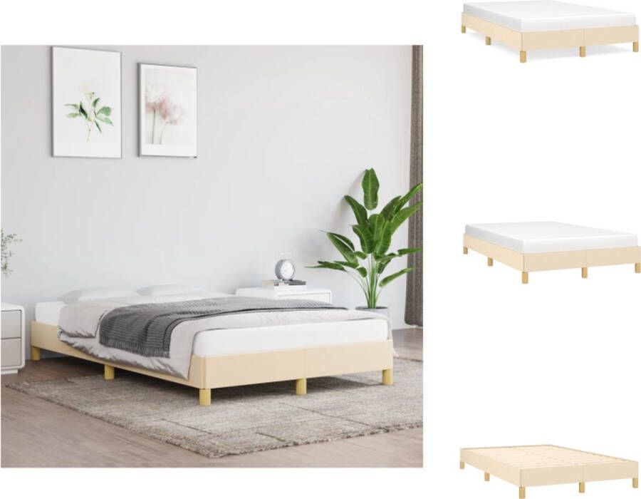 VidaXL Bedframe Crème Dubbel 120 x 200 cm Duurzaam Ondersteunende poten Multiplex lattenbodem Bed - Foto 2