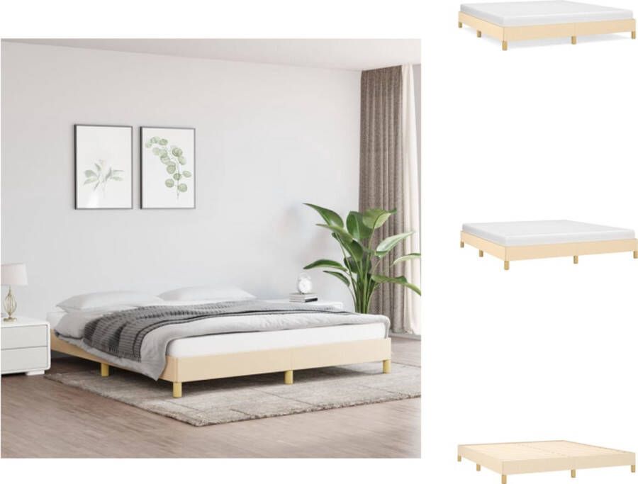 VidaXL Bedframe Bed Slaapmeubel Bedframe zonder matras stof crèmekleurig 180x200 cm - Foto 2