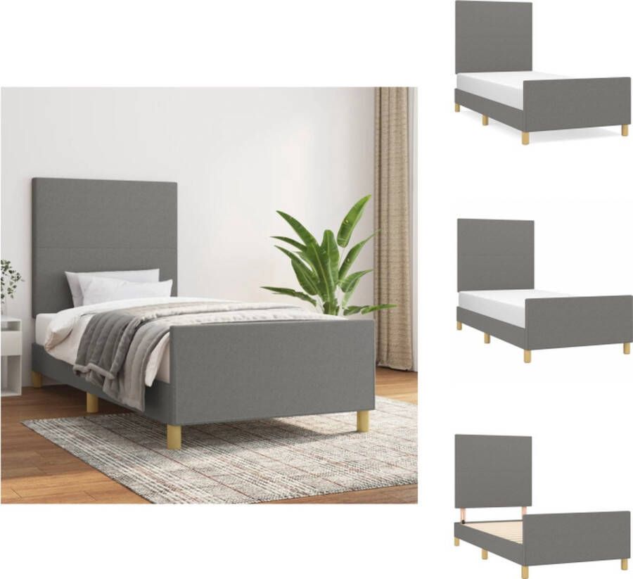 vidaXL Bedframe Dark Grey 203x103x118 128cm Adjustable Headboard Sturdy Legs Plywood Slats Comfortable Support Mattress Not Included Bed