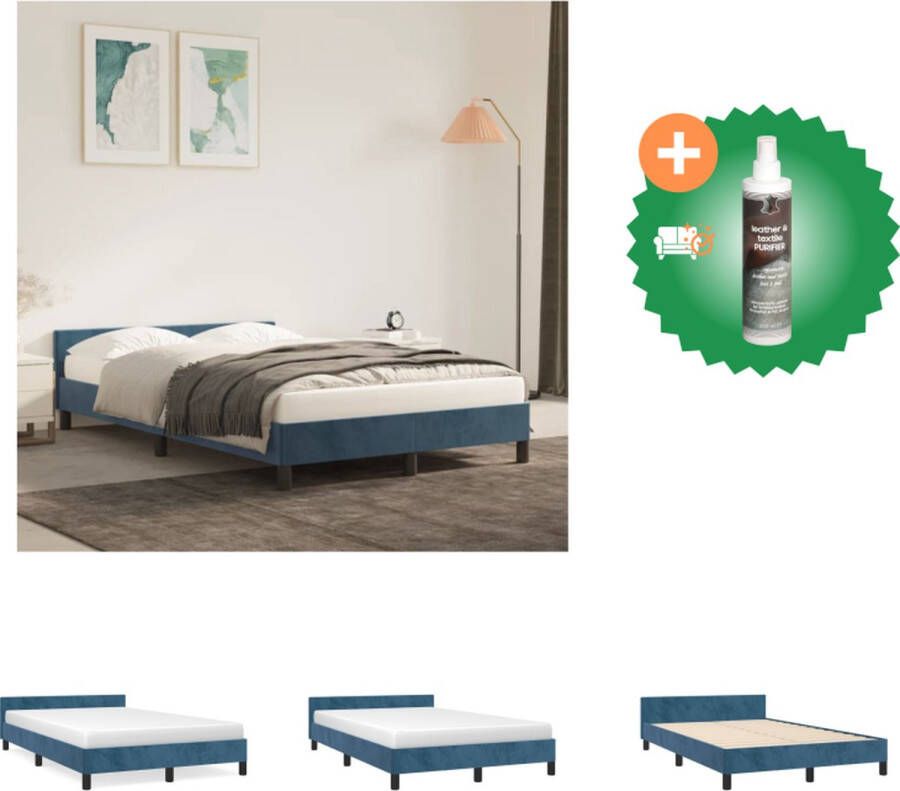VidaXL Bedframe Donkerblauw Fluweel 203x123x50 Multiplex Lattenbodem Geen Matras Bed Inclusief Reiniger