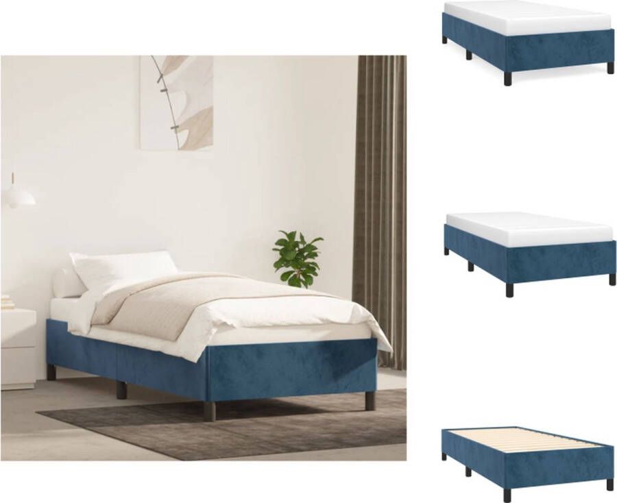 VidaXL Bedframe Donkerblauw- Stof 203 x 103 x 35 cm Geschikt voor 100 x 200 cm matras (niet inbegrepen) Bed