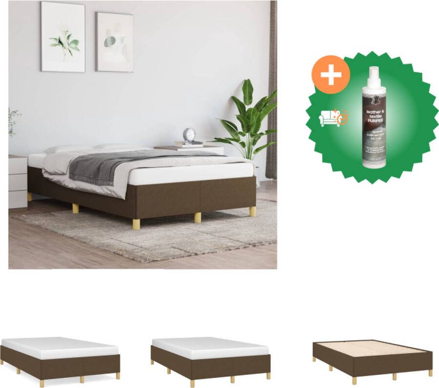 VidaXL Bedframe Donkerbruin 203 x 123 x 35 cm Stof en multiplex Geschikt voor 120 x 200 cm matras Bed Inclusief Reiniger