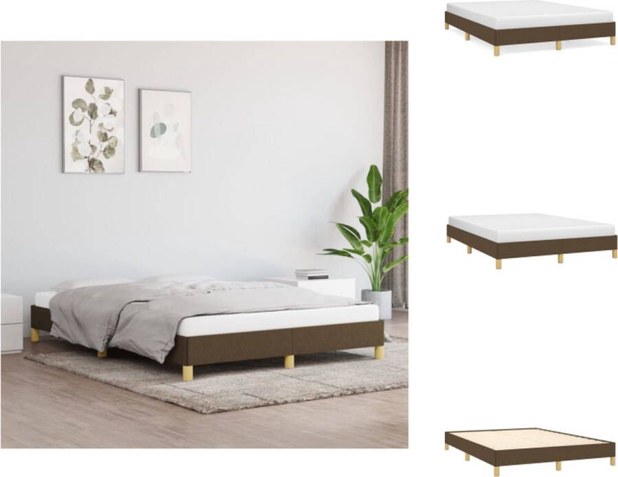 VidaXL Bedframe Donkerbruin 203 x 143 x 25 cm Geschikt voor 140 x 200 cm matras (Matras niet inbegrepen) Bed