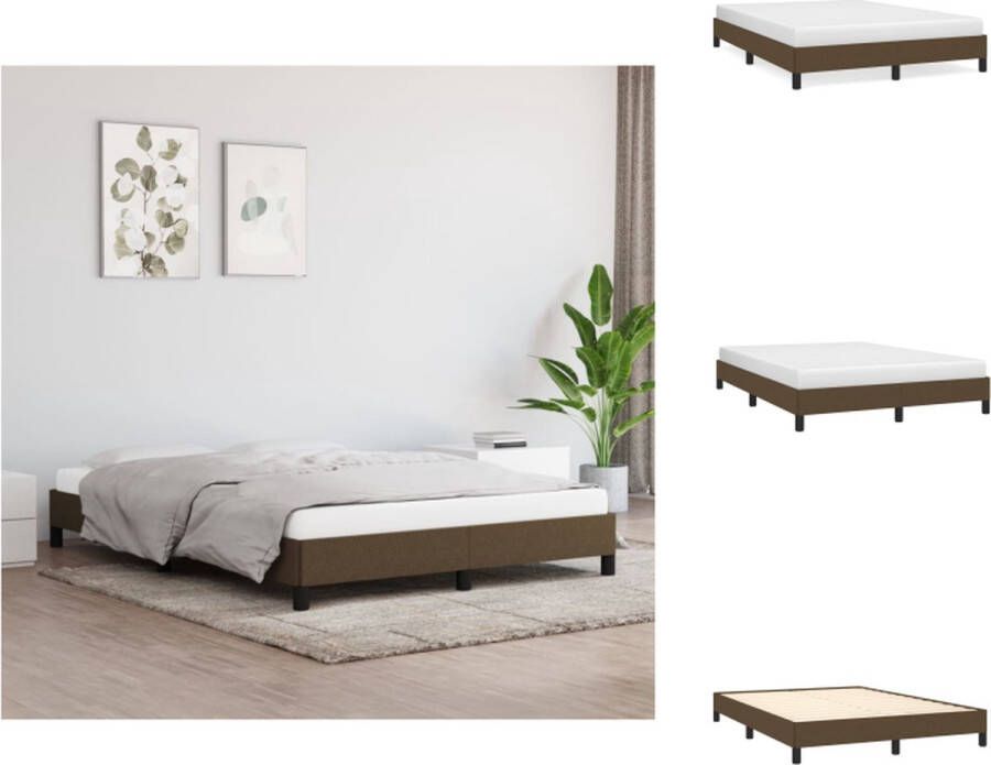 VidaXL Bedframe Donkerbruin 203 x 143 x 25 cm Stof (100% polyester) multiplex en bewerkt hout Bed